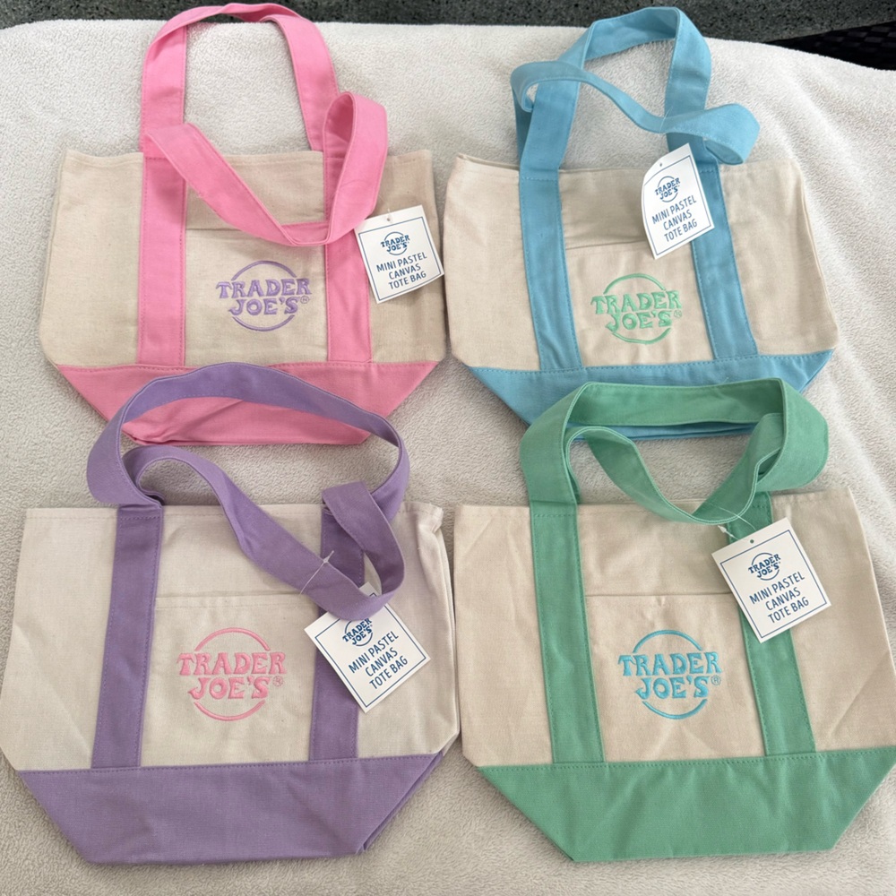 Trader Joe's Mini Pastel Canvas Tote Bag - Picture 2 of 5